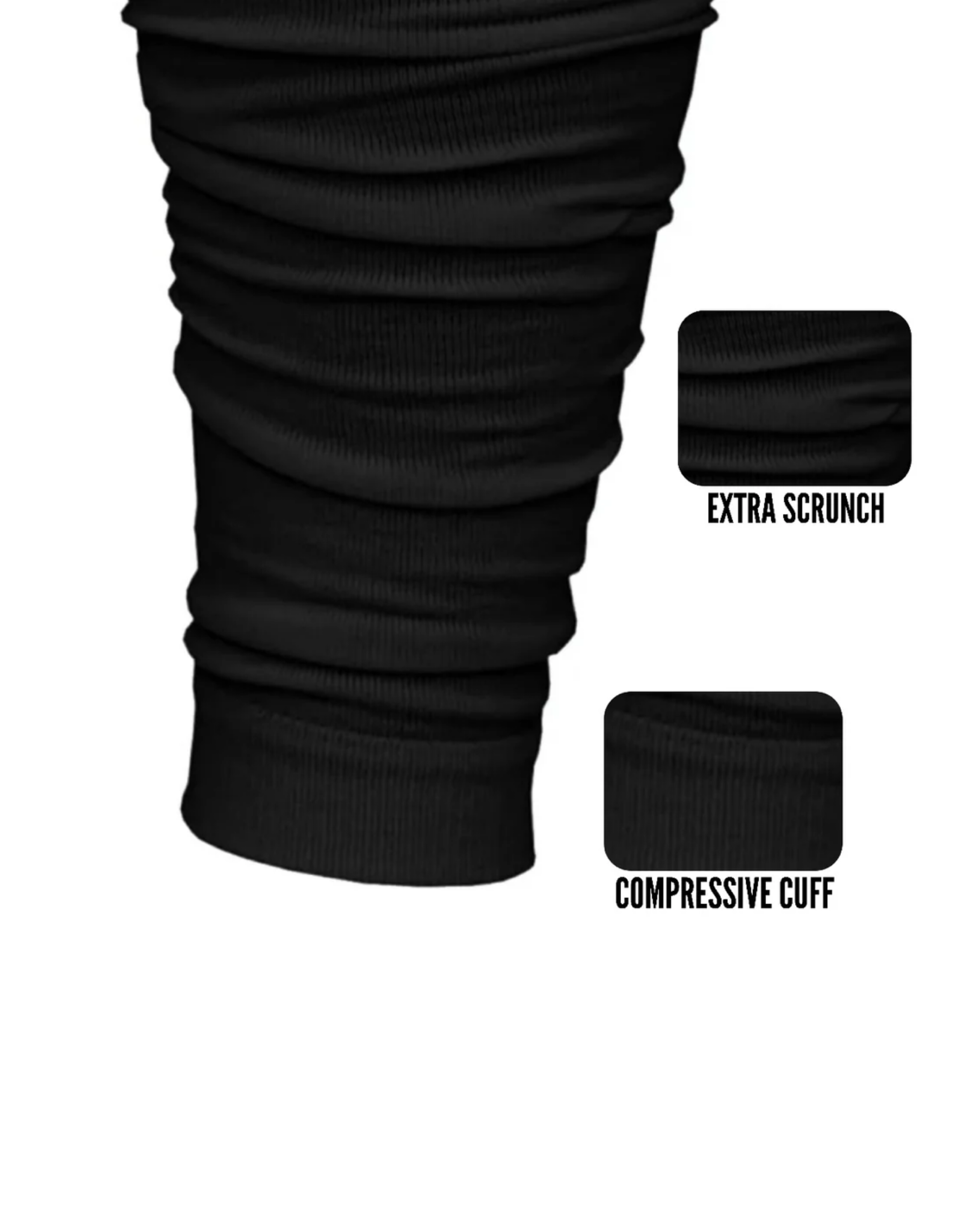 Refend Scrunch Leg Sleeves Black
