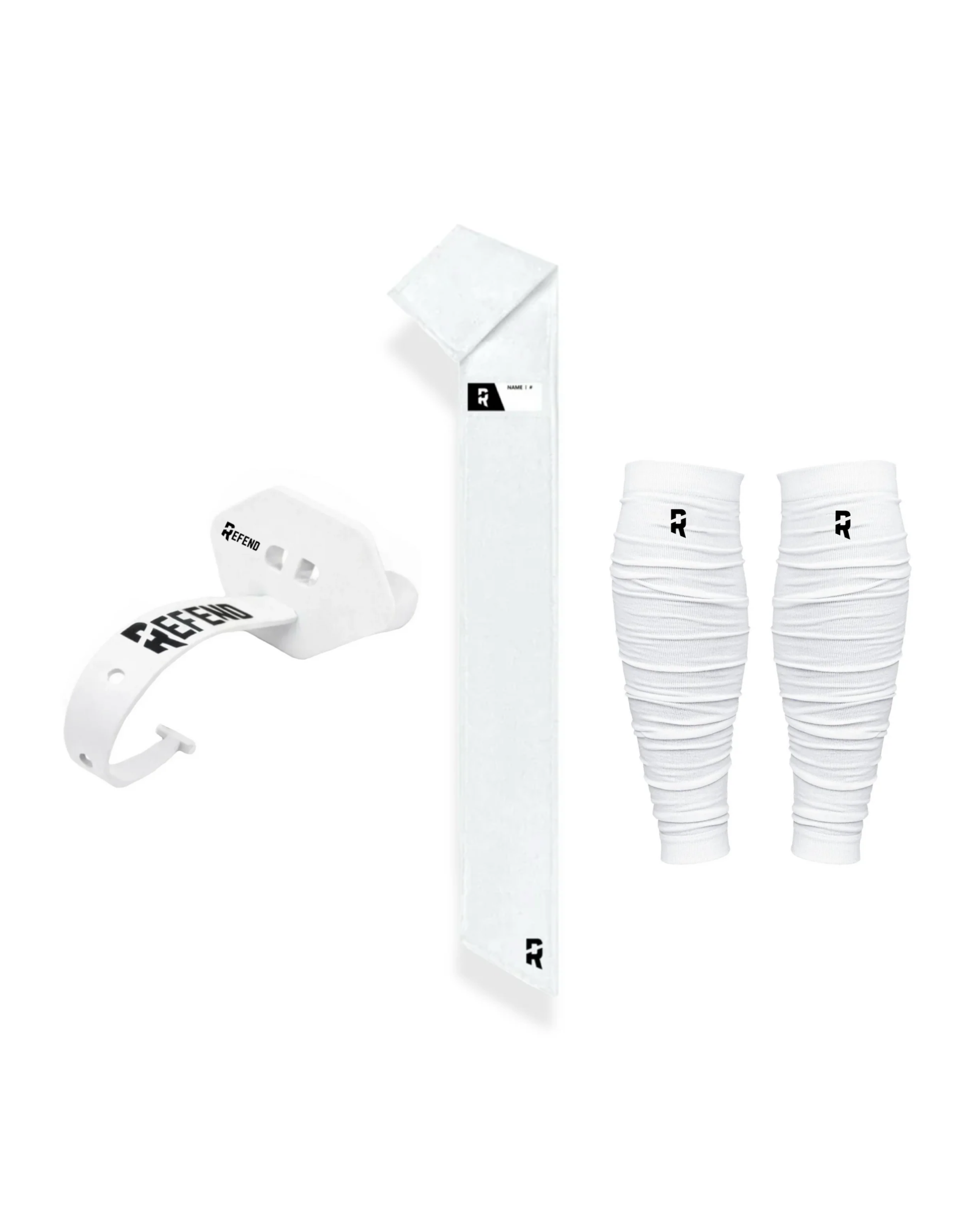 White Skill Kit Mouthguard, Towel, Leg Sleeves
